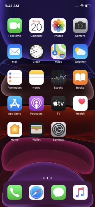 Home Screen Dark on iPhone 11 running iOS 13.5.1