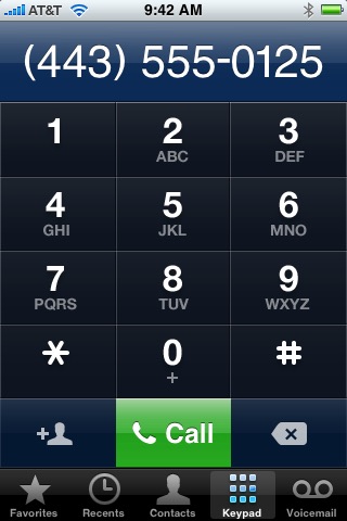 Phone Keypad on iPhone (1st generation) running iPhone OS 1.0