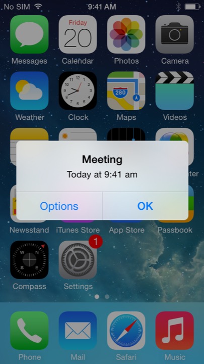 Alert on iPhone 5S + iPhone 5C running iOS 7.1.1