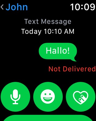 Messages Conversation 2 on Apple Watch Series 3 (42mm) running watchOS 4.3.1