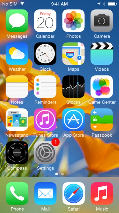Poppies Home Screen on iPhone 5S + iPhone 5C running iOS 7.1.1
