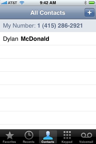 Phone Contacts on iPhone (1st generation) running iPhone OS 1.0