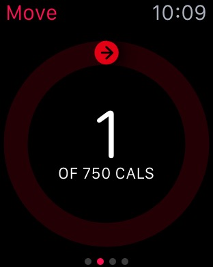 Activity Move Ring on Apple Watch (1st generation) 42mm running watchOS 1.0.1