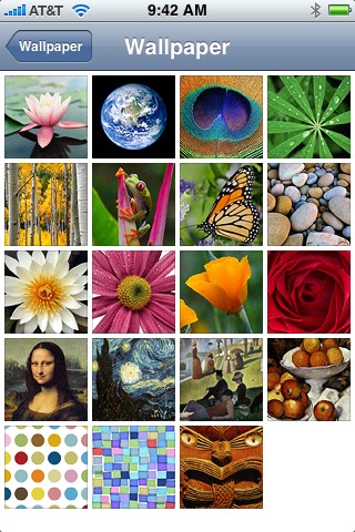 Wallpaper Settings on iPhone (1st generation) running iPhone OS 1.0