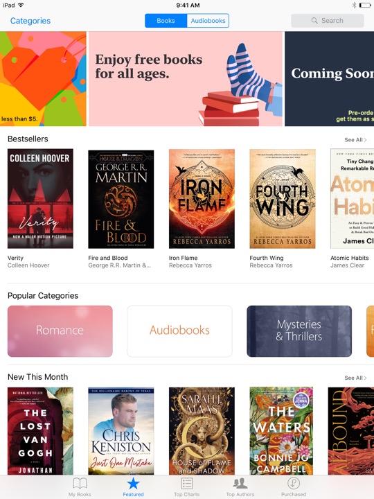 iBooks Store on iPad (5th generation) + iPad mini 4 running iOS 10.3.3