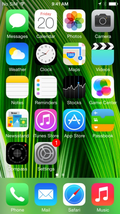 Grass Blades Home Screen on iPhone 5S + iPhone 5C running iOS 7.1.1