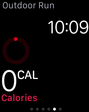 Workout In Progress on Apple Watch (1st generation) 42mm running watchOS 1.0.1