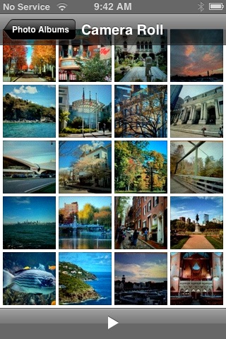 Camera Roll Good Status Bar on iPhone (1st generation) running iPhone OS 1.0