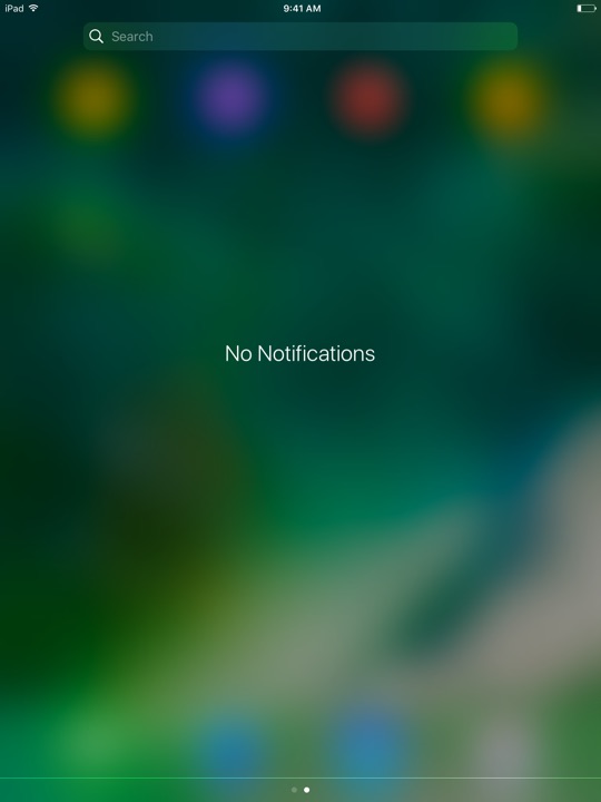 Notification Center Portrait on iPad (5th generation) + iPad mini 4 running iOS 10.3.3