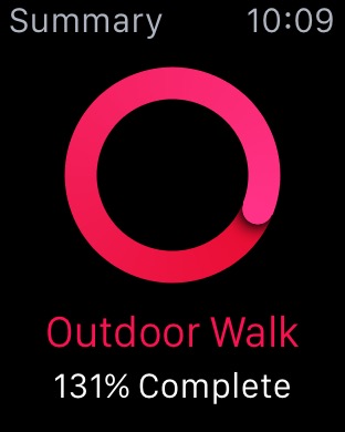 Workout Summary on Apple Watch (1st generation) 42mm running watchOS 1.0.1