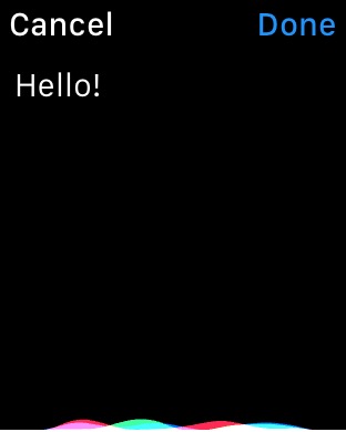 Dictation on Apple Watch (1st generation) 42mm running watchOS 1.0.1
