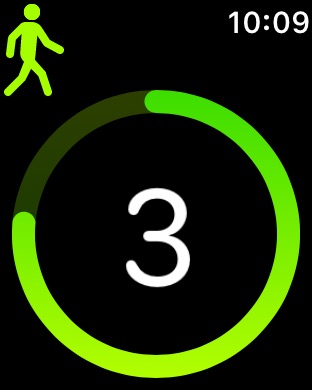 Workout Countdown 3 on Apple Watch Series 3 (42mm) running watchOS 4.3.1