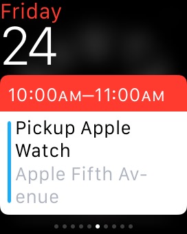 Calendar Glance on Apple Watch (1st generation) 38mm running watchOS 1.0.1