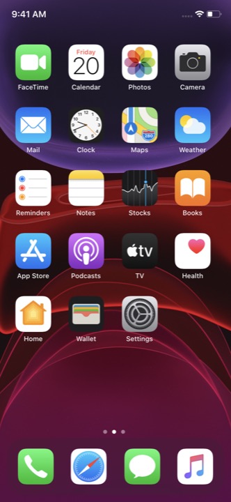 Home Screen Dark on iPhone 11 running iOS 13.5.1