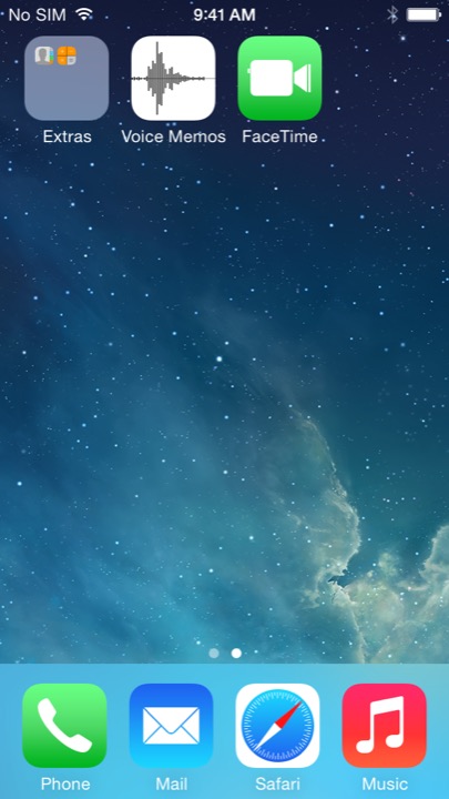 Home Screen Page 2 on iPhone 5S + iPhone 5C running iOS 7.1.1
