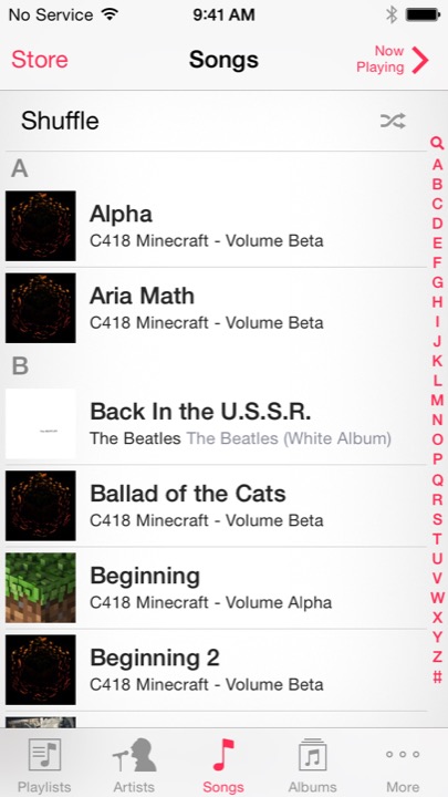 Music Songs on iPhone 5S + iPhone 5C running iOS 7.1.1