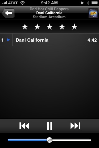 Now Playing Tracklist on iPhone (1st generation) running iPhone OS 1.0