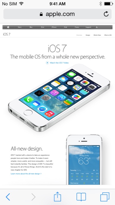 Safari iOS 7 on iPhone 5S + iPhone 5C running iOS 7.1.1