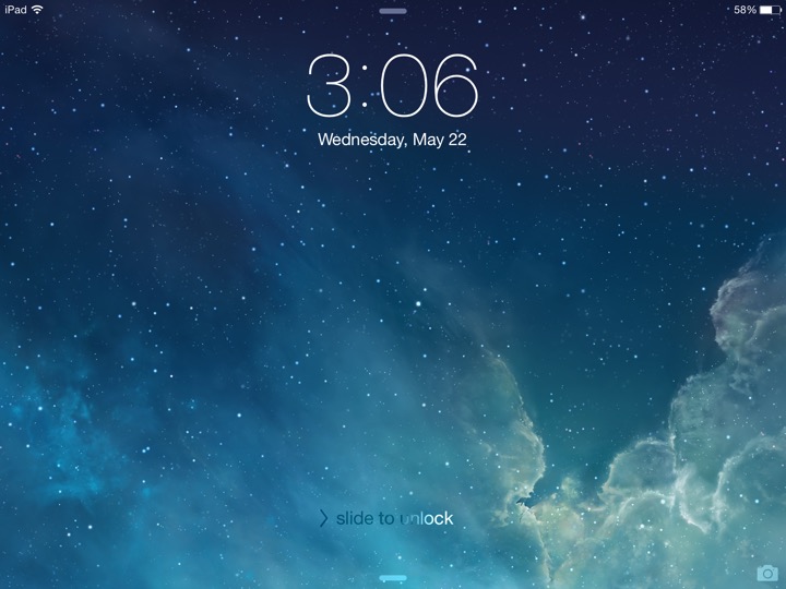 Lock Screen Landscape on iPad Air + iPad mini 2 running iOS 7