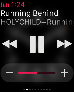 Now Playing Glance on Apple Watch (1st generation) 42mm running watchOS 1.0.1