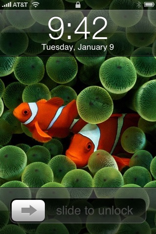 Lock Screen Clownfish on iPhone (1st generation) running iPhone OS 1.0