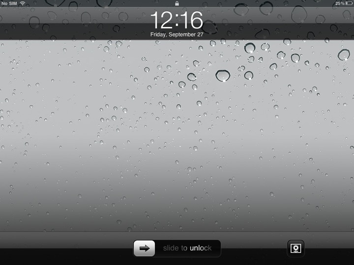 Lock Screen Landscape on iPad 2 running iOS 4.3.2