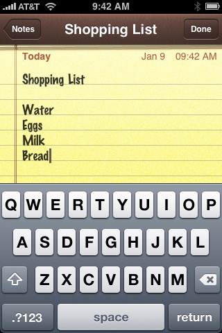 Notes Editing on iPhone (1st generation) running iPhone OS 1.0