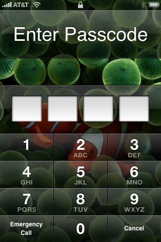 Lock Screen Passcode on iPhone (1st generation) running iPhone OS 1.0