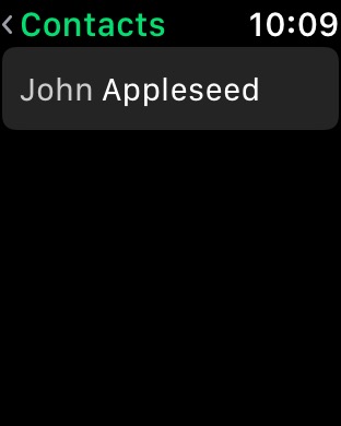 Phone Contacts on Apple Watch Series 3 (42mm) running watchOS 4.3.1
