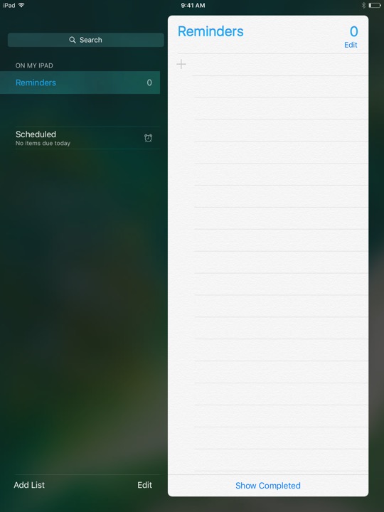 Reminders on iPad (5th generation) + iPad mini 4 running iOS 10.3.3
