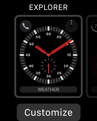 Watchface Explorer Info on Apple Watch Series 3 (42mm) running watchOS 4.3.1