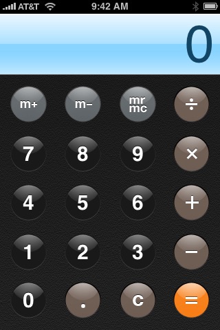 Calculator on iPhone (1st generation) running iPhone OS 1.0