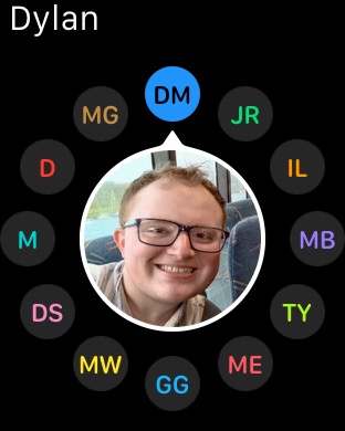 Friends on Apple Watch (1st generation) 42mm running watchOS 1.0.1