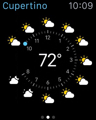 Weather Apple.com Composite on Apple Watch (1st generation) 42mm running watchOS 1.0.1