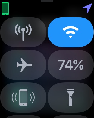 Control Center on Apple Watch Series 3 (42mm) running watchOS 4.3.1