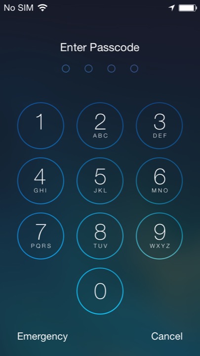 Lock Screen Enter Passcode on iPhone 5S + iPhone 5C running iOS 7.1.1