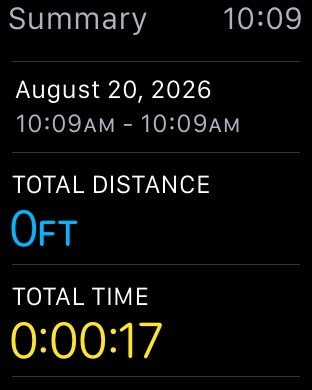 Workout Summary Scrolled on Apple Watch (1st generation) 42mm running watchOS 1.0.1