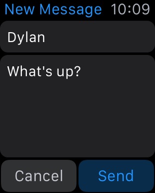 Messages Composing on Apple Watch (1st generation) 42mm running watchOS 1.0.1