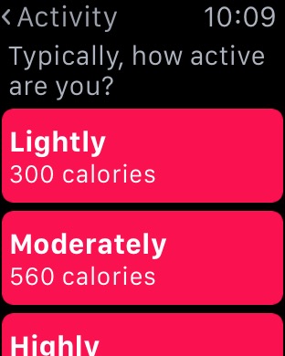 Activity Setup How Active Are You on Apple Watch (1st generation) 42mm running watchOS 1.0.1