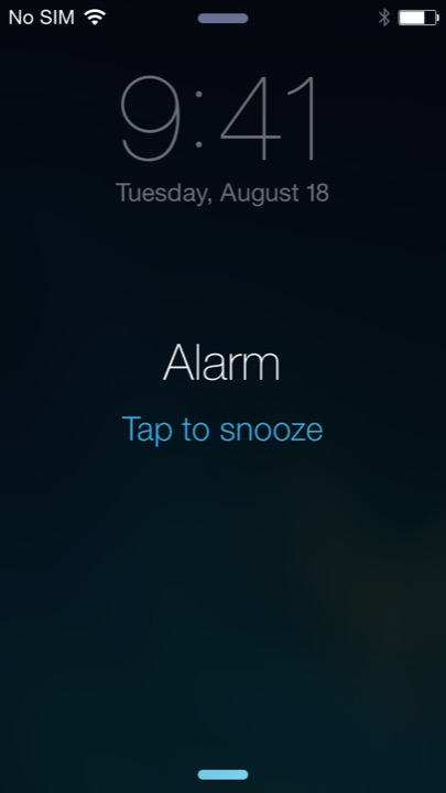 Alarm Lock Screen on iPhone 5S + iPhone 5C running iOS 7.1.1