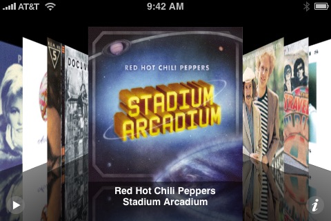 Cover Flow Albums Good Status Bar on iPhone (1st generation) running iPhone OS 1.0