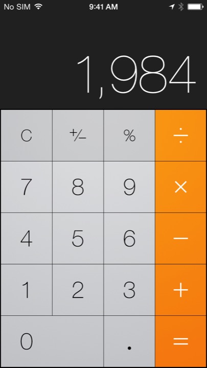 Calculator on iPhone 5S + iPhone 5C running iOS 7.1.1