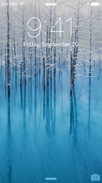 Winter Lake Lock Screen on iPhone 5S + iPhone 5C running iOS 7.1.1