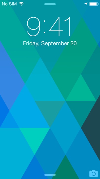 Blue Triangles Lock Screen on iPhone 5S + iPhone 5C running iOS 7.1.1