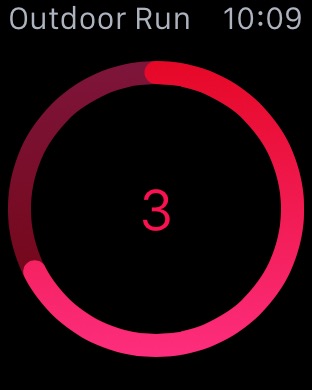 Workout Countdown on Apple Watch (1st generation) 42mm running watchOS 1.0.1