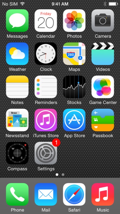 5C Black Home Screen on iPhone 5S + iPhone 5C running iOS 7.1.1