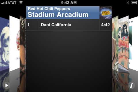 Cover Flow Album Details on iPhone (1st generation) running iPhone OS 1.0