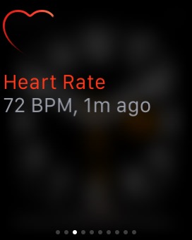 Heart Rate Measuring Glance on Apple Watch (1st generation) 38mm running watchOS 1.0.1