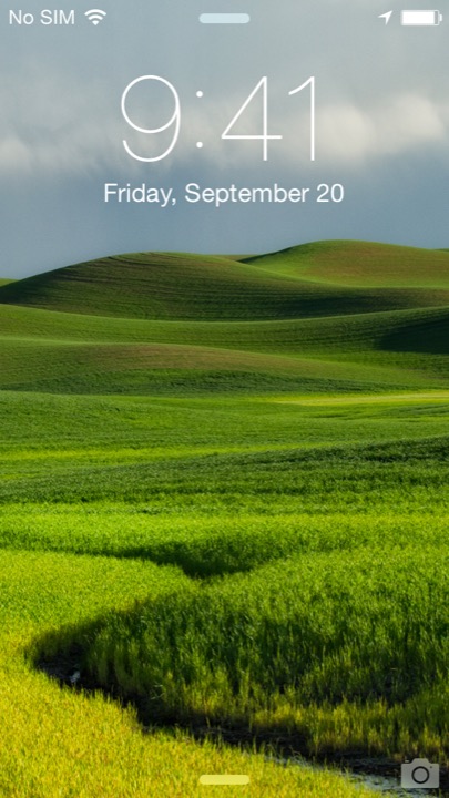 Grassy Hills Lock Screen on iPhone 5S + iPhone 5C running iOS 7.1.1