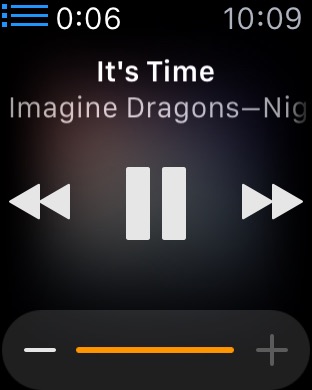 Remote Now Playing on Apple Watch (1st generation) 42mm running watchOS 1.0.1